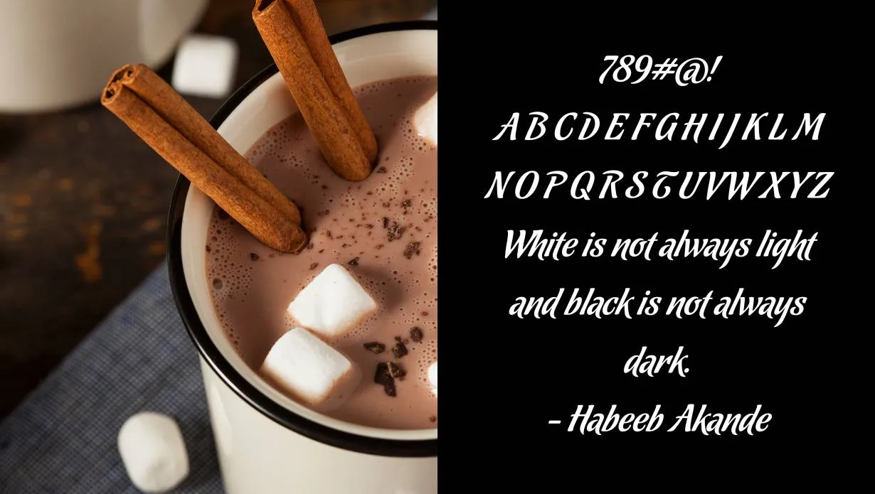 view of Chocolate Caliente Font family